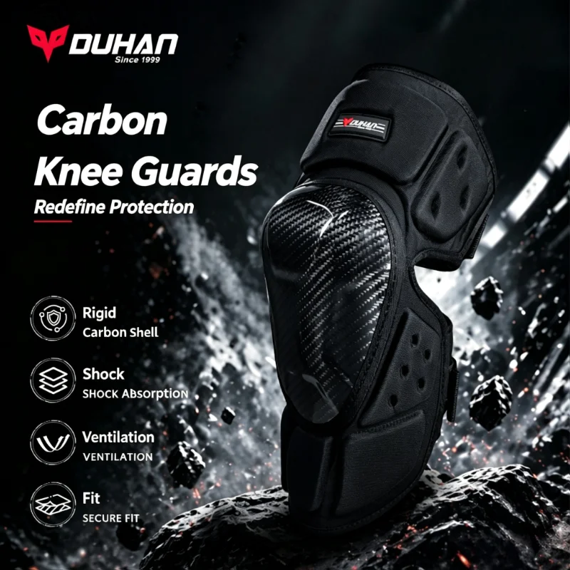 DUHAN Motorcycle Knee Pads Elbow Pads 4 Piece Set Carbon Shell Riding Protective Gear Motocross Cycling Equipment Men Women