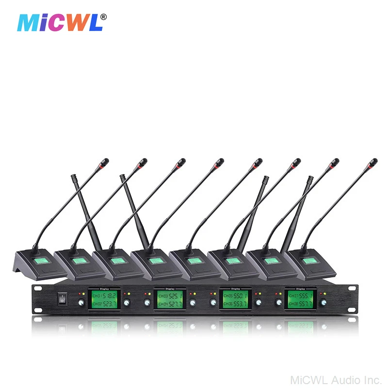 

Pro SLX88/MXC8 8 Channel Digital Wireless Microphone Conference Meeting Room System Eight Gooseneck Super Cardioid Desktop Mics