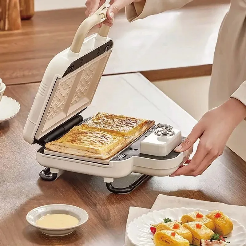 220V Electric Sandwich Maker Multi-functional Breakfast Maker Waffle Timing Bread Machine Double Plate Sandwich Pancake Machine