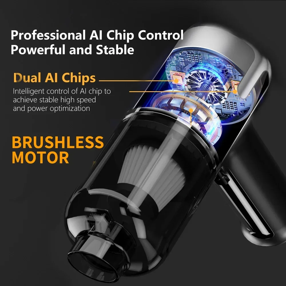 140000PA Mini Car Vacuum Cleaner Portable Powerful Handheld Cleaning Machine Blower for Home Appliance Wireless Cleaner