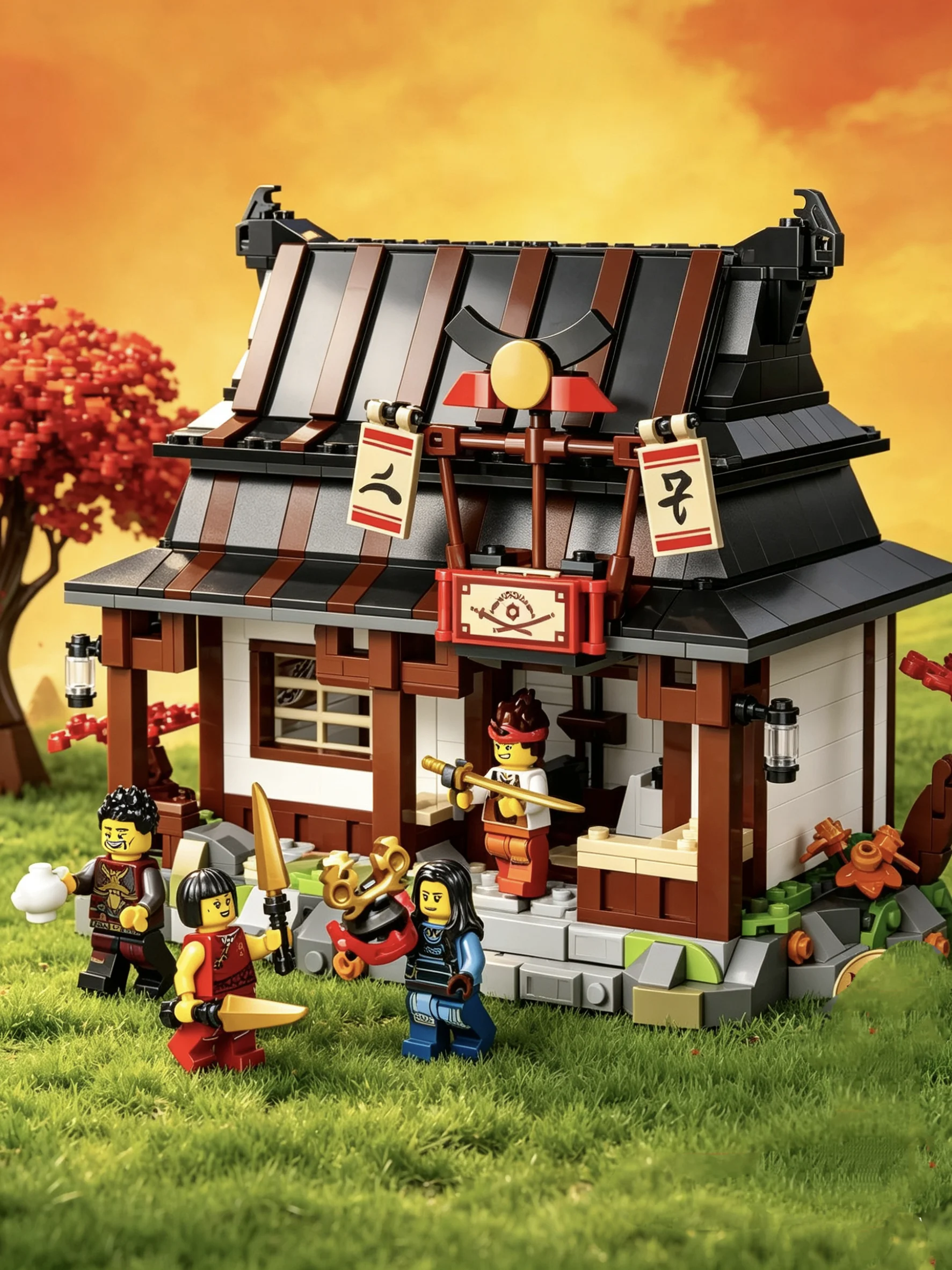 

Набор строительных блоков в японском стиле: ресторан суши в стиле самураев, дом ниндзя, модель из кирпичиков, игрушка-подарок для детей и взрослых