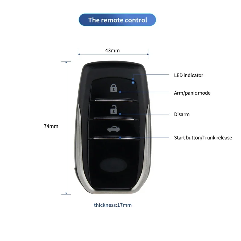 EASYGUAR EC010-T2-SR-MS PKE car alarm with engine start/stop system and remote engine start shock warning
