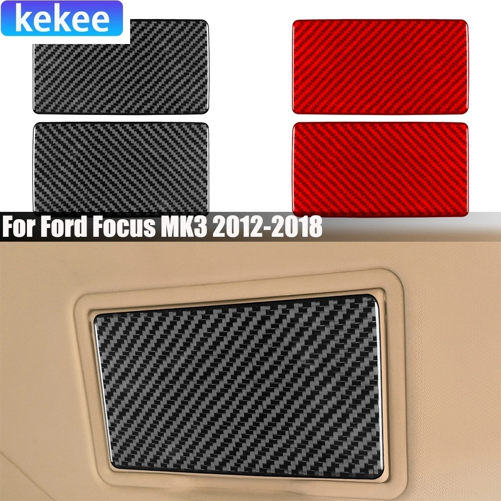 

Carbon Fiber Car Accessories Vanity Makeup Mirror Panel Modified Interior Trim Cover Sticker For Ford Focus MK3 2012-2018
