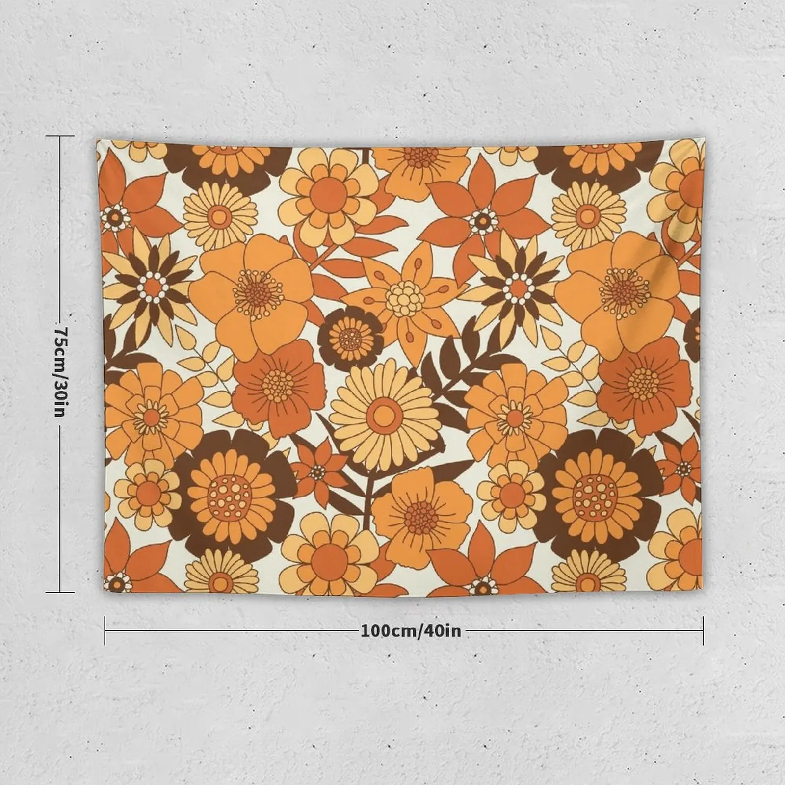 New Seventies Flower Power Heather - Brown Orange Tapestry Funny Tapestry Wall Deco Bathroom Decor Home Decoration Accessories