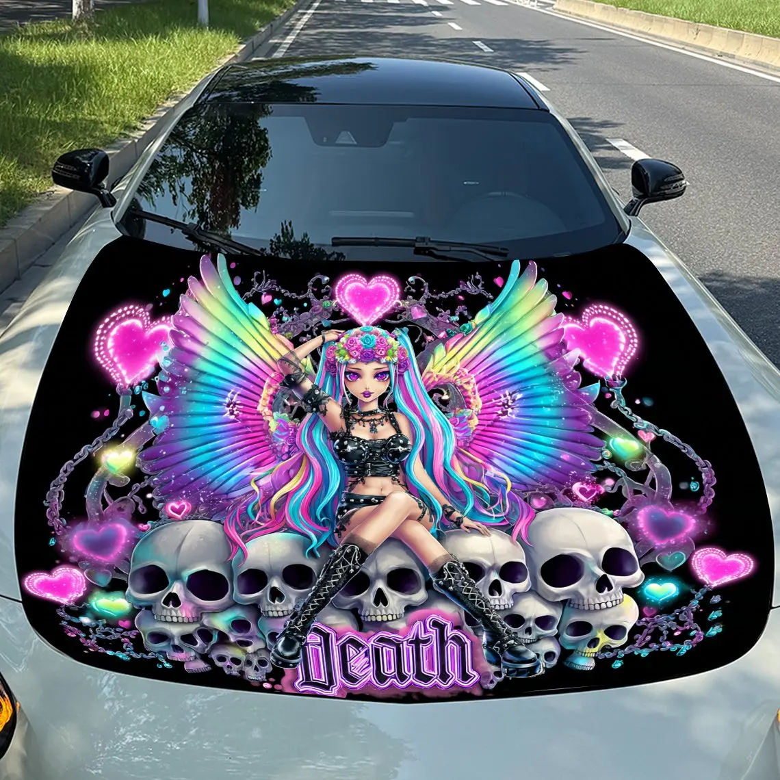 

Vibrant Fresh - Green Jungle Fast - Riding Print car hood stickers, waterproof self-adhesive, scratch resistant, easy to stick,