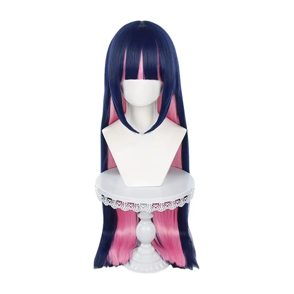

Anime Cosplay Stocking Wig Long Straight Blue Pink Synthetic Hair Peluca For Frieren Festival Role Play Props