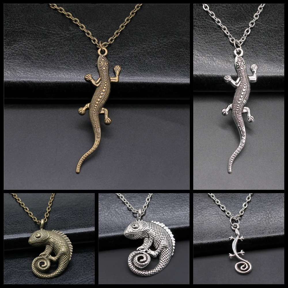 Simple Fashion Vintage Animal Lizard Gecko Pendant Necklace Jewelry For Women