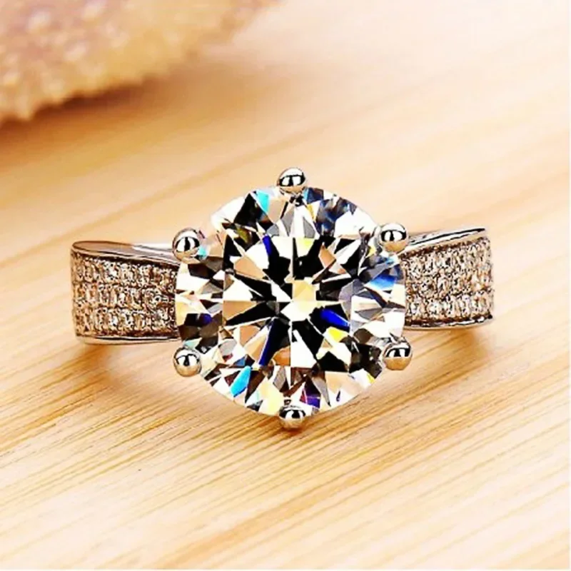 2026 New Shiny Mosang Stone High End Ring for Women's Wedding Elegant Anniversary Commemorative Gift Brilliant CZ Jewelry