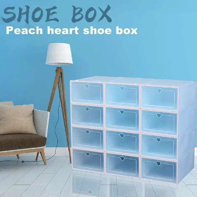 1pcs/set Transparent Plastic Shoes Case Thickened Drawer Case Plastic Shoe Boxes Stackable Box Shoe Organizer Shoebox