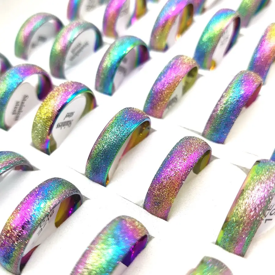 Großpackung 20 Stück/lot, Größe wählbar, mattierter Fingerring 4mm 6mm, Hochzeits- und Verlobungsringe für Paare, Edelstahl, hochwertige Schmuckstücke – Detail 5