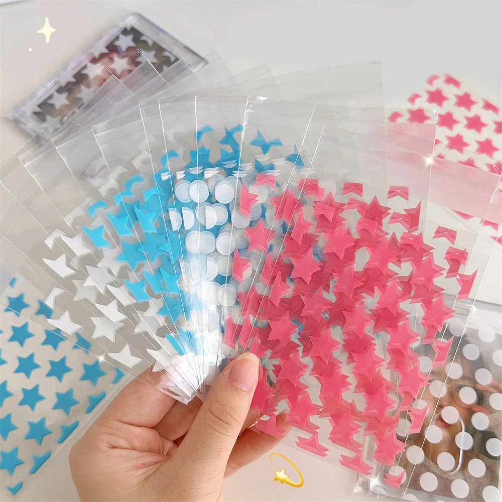 50PCS Star Dot Printed Self Adhesive Plastic Bag Photocard Holder Cover Gift Packaging Bag Transparent Cookie Storage Bag