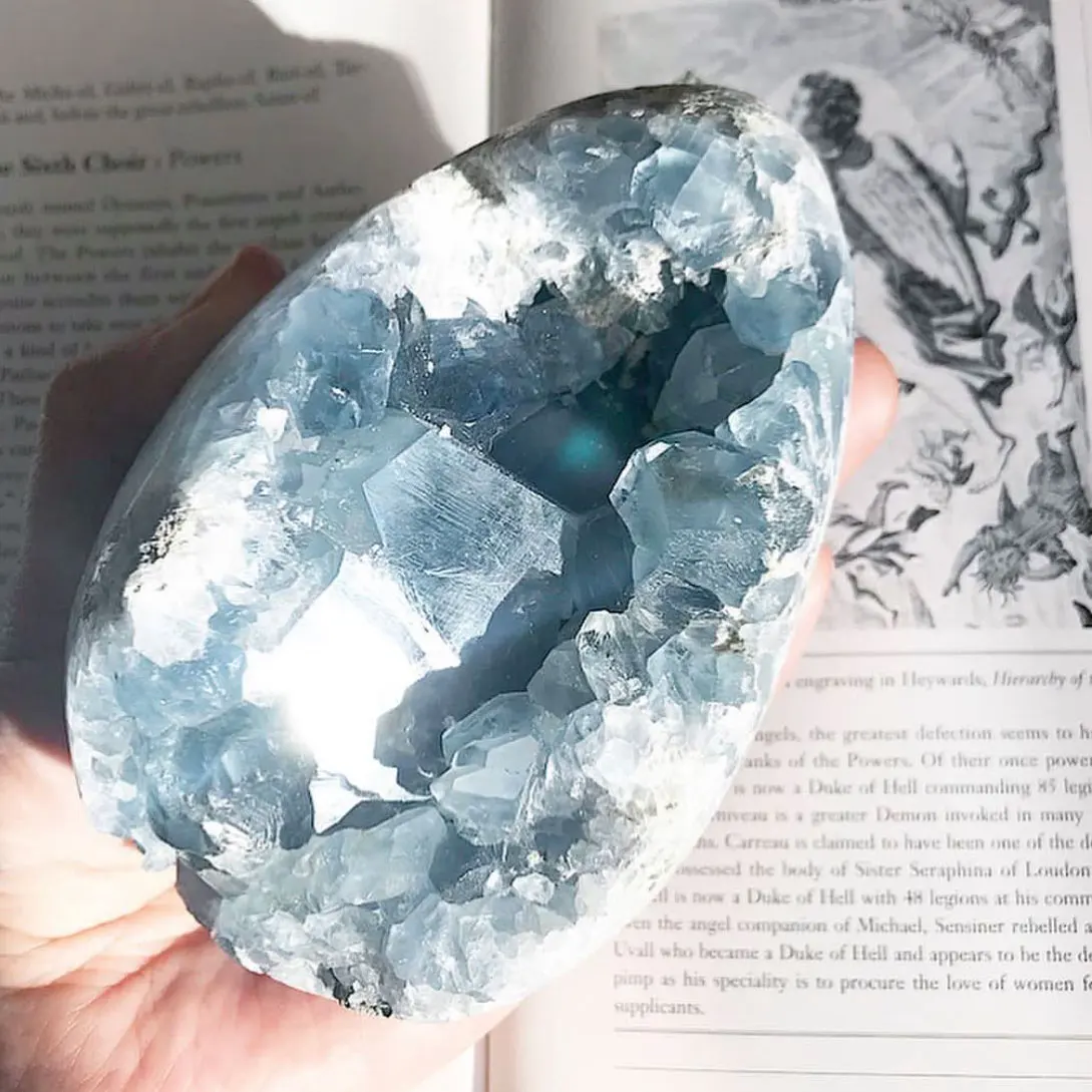 1pc Natural Celestite Crystal Raw Druzy celestite heart Cluster Sky Blue Geode Rough Mineral Blue Celestite Geode Celestite Raw