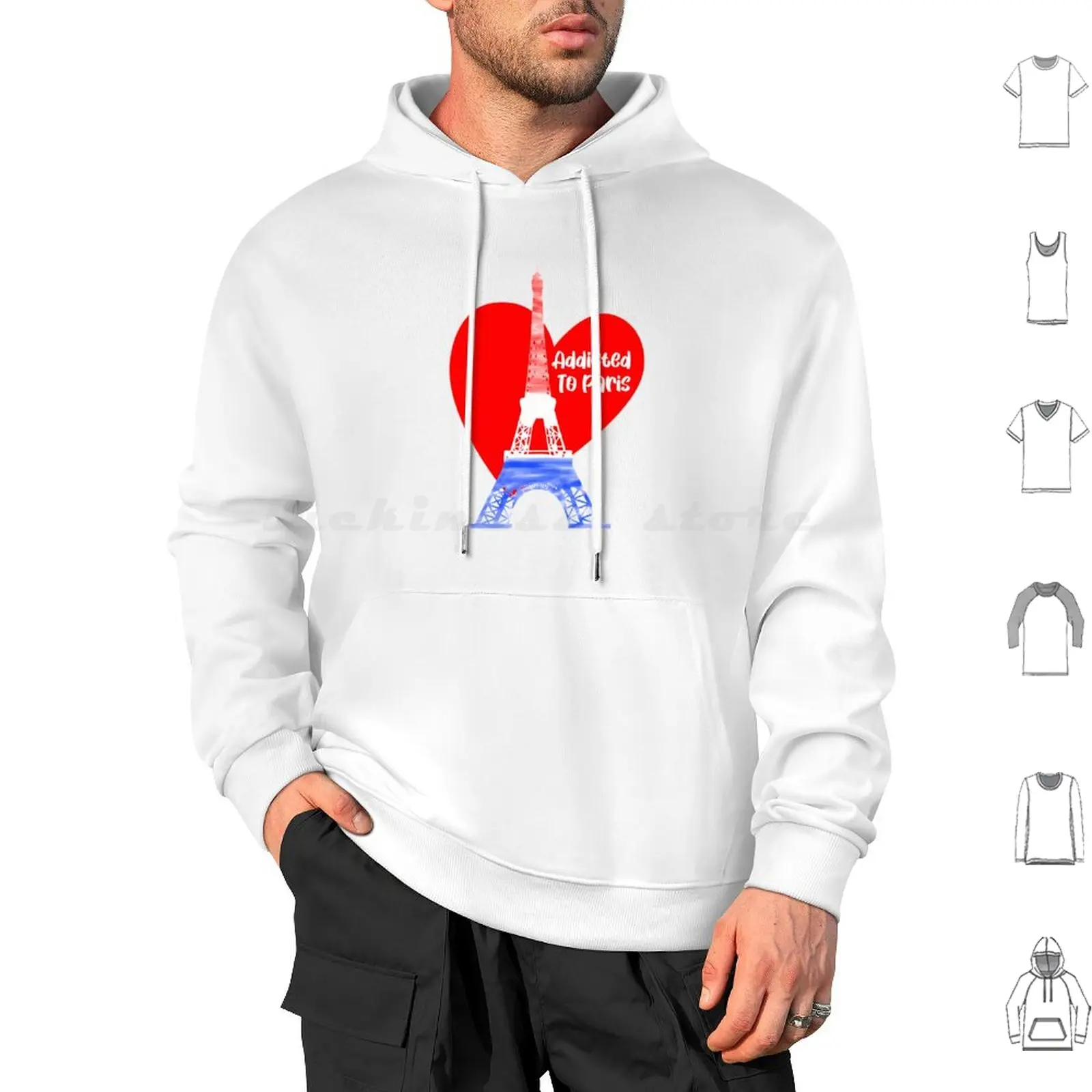 Addicted To Paris Hoodie cotton Long Sleeve Paris France French Travel Europe Cute Vintage Eiffel Tower London Love Tumblr