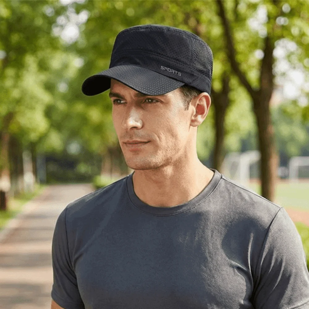 

Vintage Mesh Flat Top Hat Solid Color Sun Protection Flat Peaked Cap Quick Drying Lightweight Men’s Sun Hat Outdoor