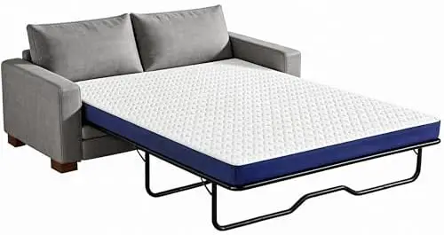 4 Inch Queen Sofa Bed Mattress, Gel Memory Foam Replacement for Sleeper Sofa & Pull Out Couch, Washable Cover, Non Slip