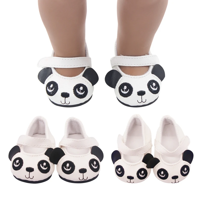 Doll Shoes Clothes Cute Panda Handmade Boots 7cm Shoes For 18 Inch American&43cm Baby New Born Doll Accessories Girl`Toy DIY