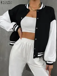 ZANZEA Women Colorblock giacca da Baseball Bomber autunno Street cappotti Chic Hip Hop Coat 2023 New Casual Loose College Style Outwear