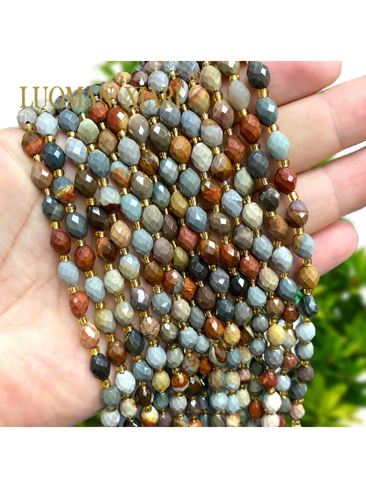 6x8MM Facet Rijst Ovale Natuursteen Amerikaanse Foto Jasper Spacer Kralen voor Sieraden Maken Diy Armbanden Bedels accessoires - afbeelding 2