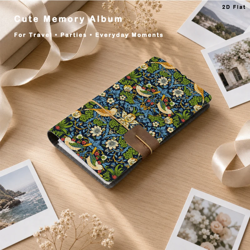 Vintage Bird Floral Photo Album 20 Sheets 80 Vertical Pockets for Family Travel Wedding Baby Picture Storage Memory Organizer