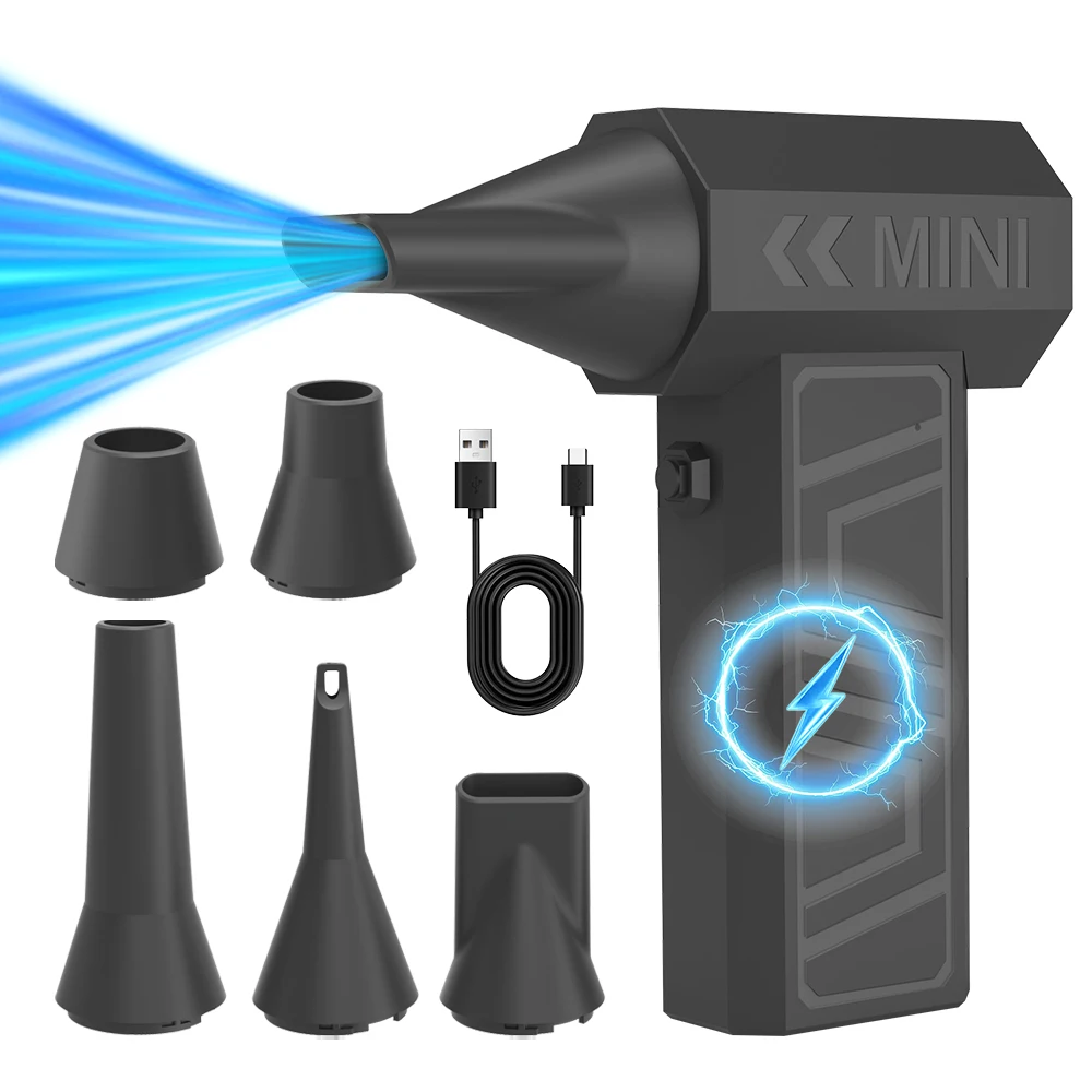 

Mini Air Blower 300000RPM Brushless Motor Turbo Fan Jet Blower With 5 Wind Nozzles Electric Air Duster 8000mAh Dust Collector