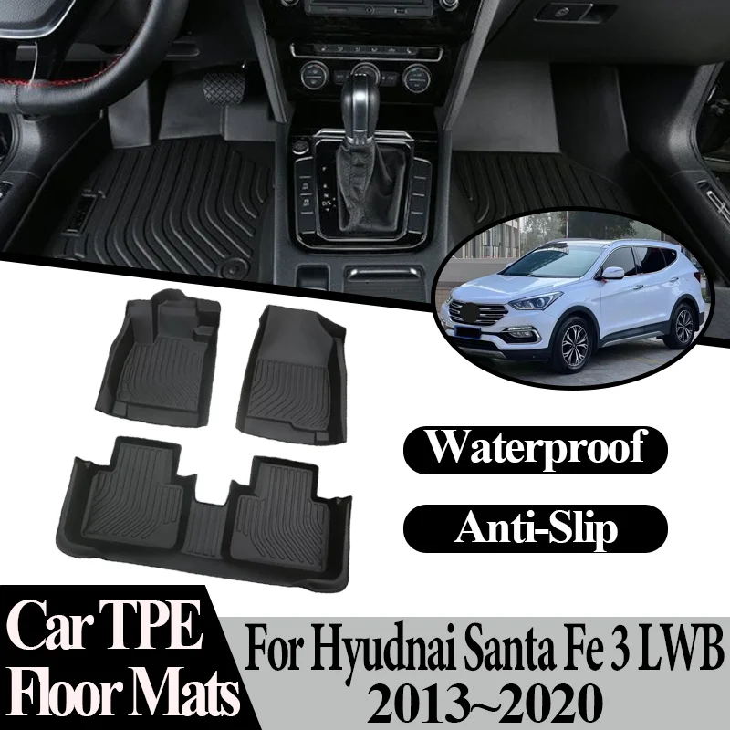 

Car Floor Mats TPE Material Anti-dirty Anti-slip Foot pad Cover Carpet Pad For Hyudnai Santa Fe 3 Maxcruz LWB XL DM NC 2013~2020