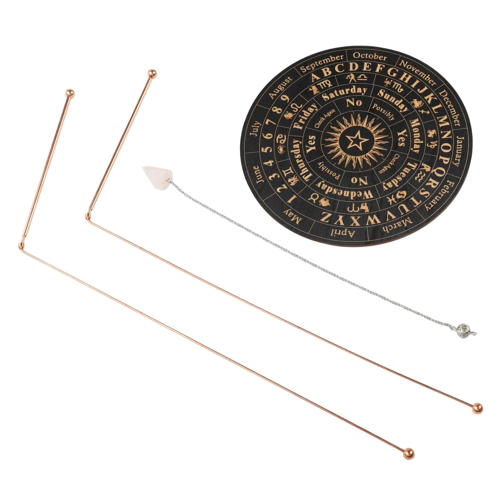 99.9% Copper Dowsing Rods Set 2 Piece Telescopic L Rods With Pendulum And Scrying Mat For Water Finding Treasure Hunting Divinat