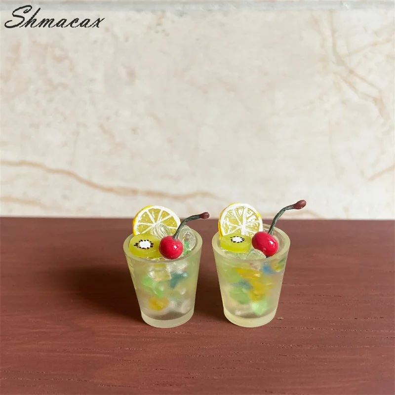 Dollhouse Mini Colorful Mini Fruit Ice Drink Cup Kitchen Food Toy Model Dolls House Scene Decor Accessories Photography Props