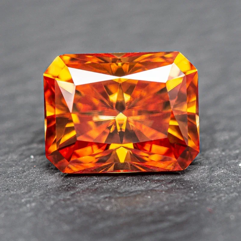 

Moissanite Radiant Cut Orange Color Gemstone for Jewel Making DIY Ring Necklace Earrings Main Materials with GRA Certificate