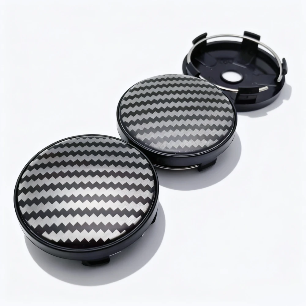4pcs No Logo Carbon Fiber Weave Emblem Car Wheel Center Caps 60MM 56MM Wheels Hub Cap Rim Hubcaps Cover Epoxy Resin Accessories