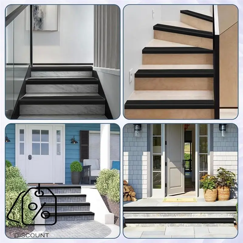 ABJO-Stair Edge Protector Bordi in gomma Guard Trim autoadesivo per interni ed esterni Nero