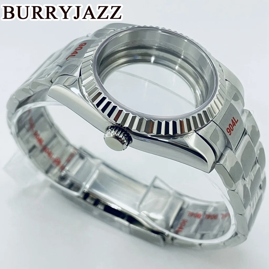 Imagem -03 - Burryjazz-caixa de Relógio de Prata Impermeável com Cristal de Safira 36 mm 40 mm Nh34 Nh35 Nh36 Pt5000 Eta2824