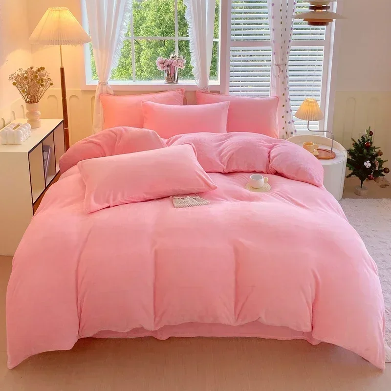 New Solid Color High Gram Heavy Milk Velvet Single Product Duvet Cover Thickened Warm Fleece  Large Size Double Bedding