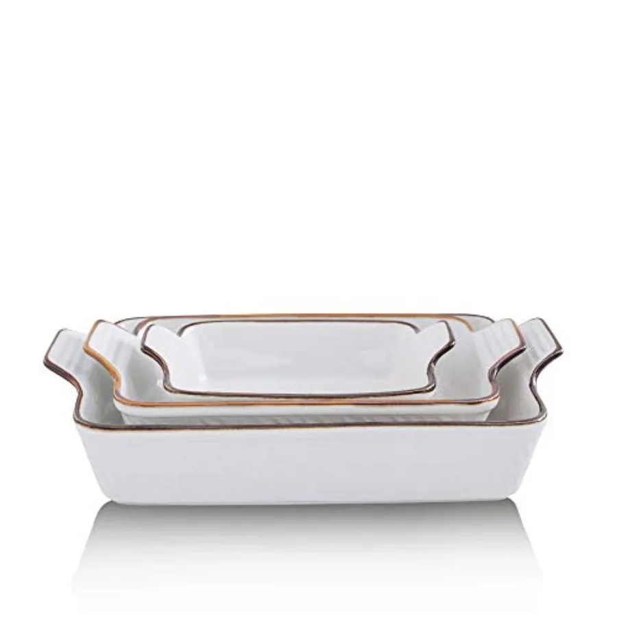 

Bakeware Set Ceramic Baking Dish Set Rectangular Casserole Dish Set Lasagna Pans for Cooking Cake Dinner Kitchen 9 x 13 Inch Te