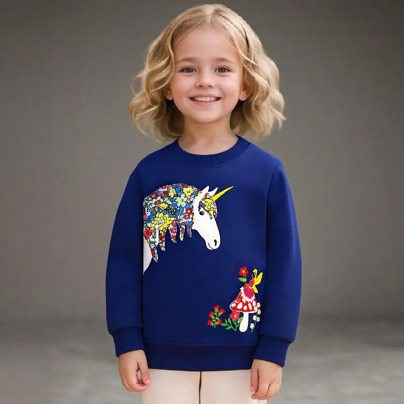 

Little maven Spring Autumn Flower Fairy Baby Girls Princess Tops Kids Clothes Cartoon Unicorn Sweatshirts Children's Clothing