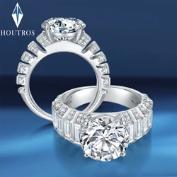 Houtros 5ct D Color VVS1 Moissanite Rings for Women 925 Sterling Silver Plated Pt950 Sparking Diamond Band Luxury Jewelry GRA
