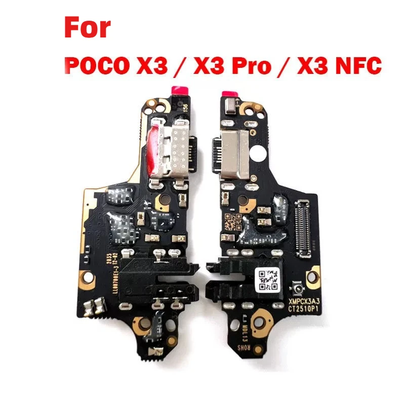 USB Charging Port Dock Jack Connector Charge Board Flex Cable With Mic Microphone For Xiaomi Poco X3 NFC X3 Pro