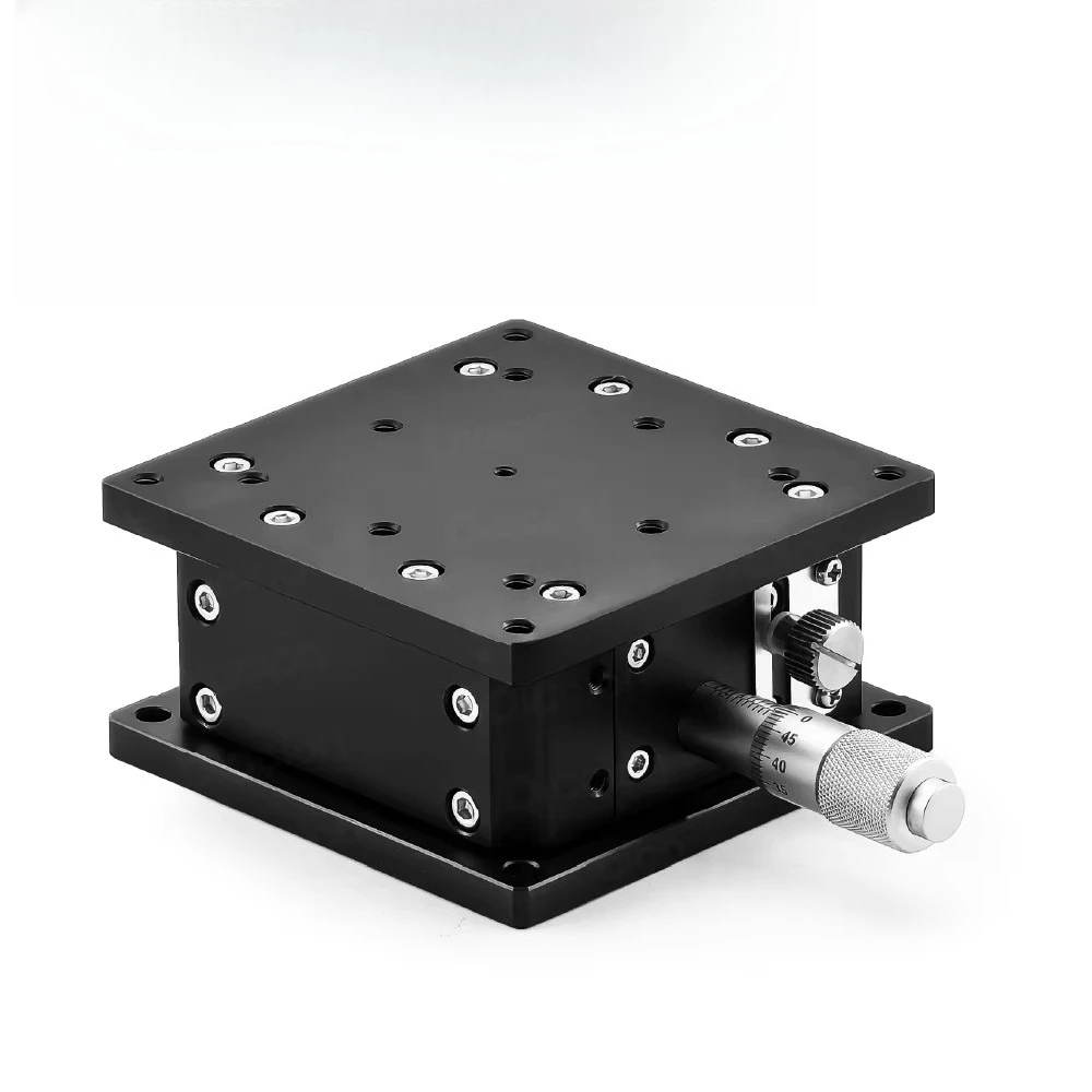 LZ80-2 80x80mm Aluminum Alloy Manual Stage Horizontal Z-Axis Double Cross Roller Guides Linear Guide Blocks 5mm Travel