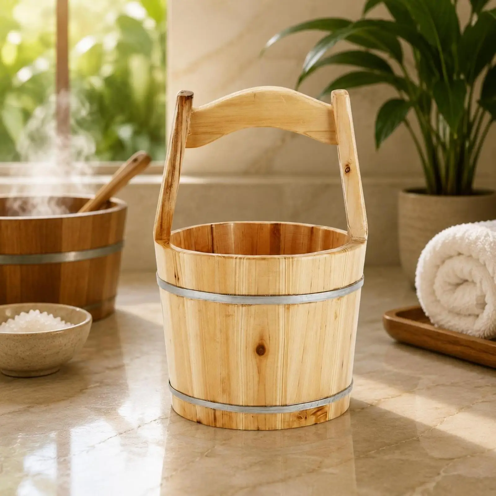 Wooden Foot Bath Tub Fir Wood Soaking Bucket Portable Sauna Bucket for Home Spa Bath Tools Hot Water Soak