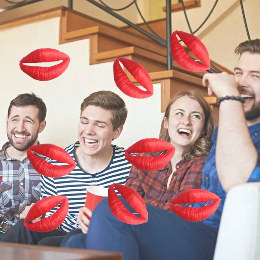 Thick, large mouth prop; bright red, sexy lips prop; funny costume party prank toy; prank item; funny face covering; April Fool'