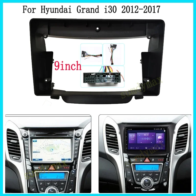 

9" 2din Car Radio Frame Fascias Cable For Hyundai i30 2012-2016 Android Big Screen Audio Dash Fitting Panel Kit