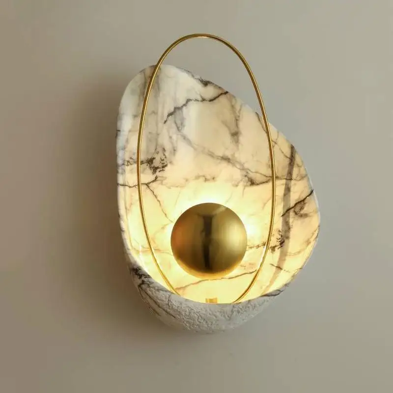 Nordic Postmodern Living Room Bedroom Wall Lamp Designer Light Luxury Decor Bedside Lamp Indoor Lighting Resin Shell Wall Lights