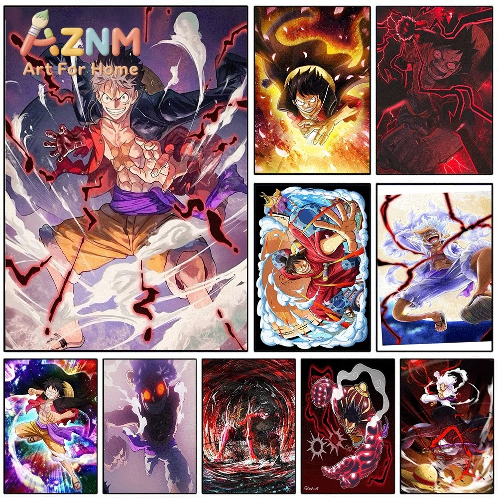 One Piece Luffy Gear 5 Nika Anime Collage Canvas Wall Art Unframed Single Canvas Print Wall Poster For Bedroom Living Room Hom