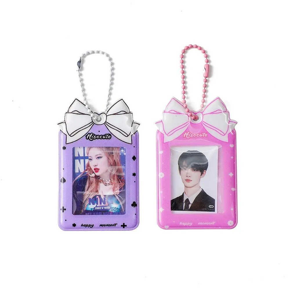 Hanging Y2K Photocard Holder Korean INS Keyring Card Protector Sleeve Star Transparent Photo Card Cover Photo Frame
