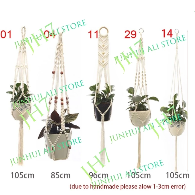 Vertical Garden Plant Hanging Rope Macrame Hanger Flower Net Pot Baskets Wall Handmade Cotton Rope For Home New Year Decoration
