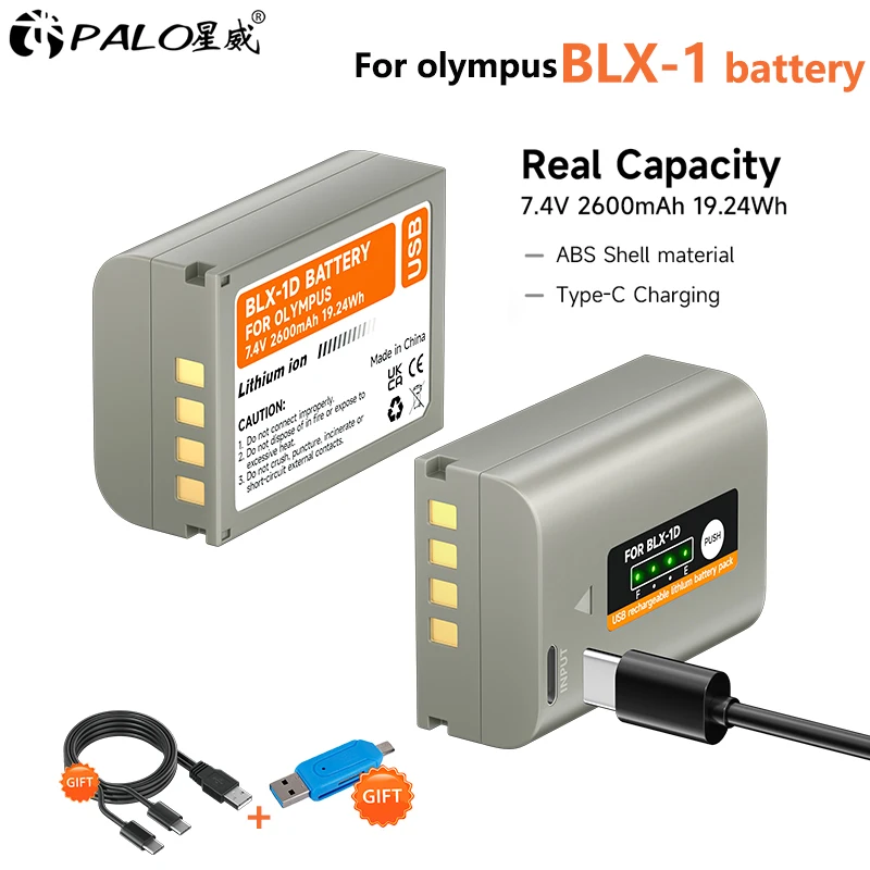 

PALO 2600mAh BLX-1 BLX1 Battery with Type-C Input for Olympus OM SYSTEM OM-1 OM1 OM-1 Mirrorless Camera MARK II OM 1 MK2