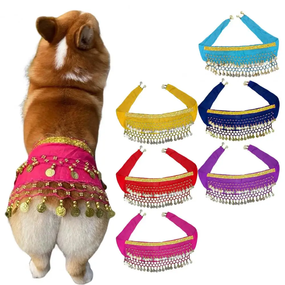 Corgi Waist Chain Corgi Dog Costume Set Sequin Waist Chain Butt Curtain Clothes Scarf for Halloween Dance Pet Accessory