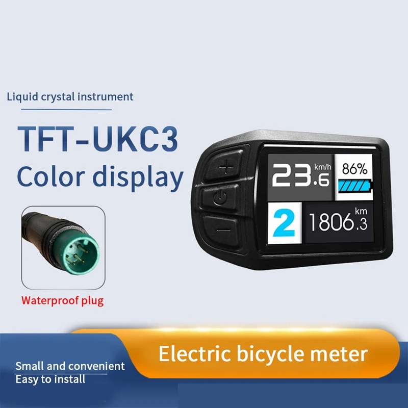 Kit Controlador De Motor De Bicicleta Elétrica, Display LCD, Componente De Scooter, 36V, 48V, 500W, 750W, UKC3