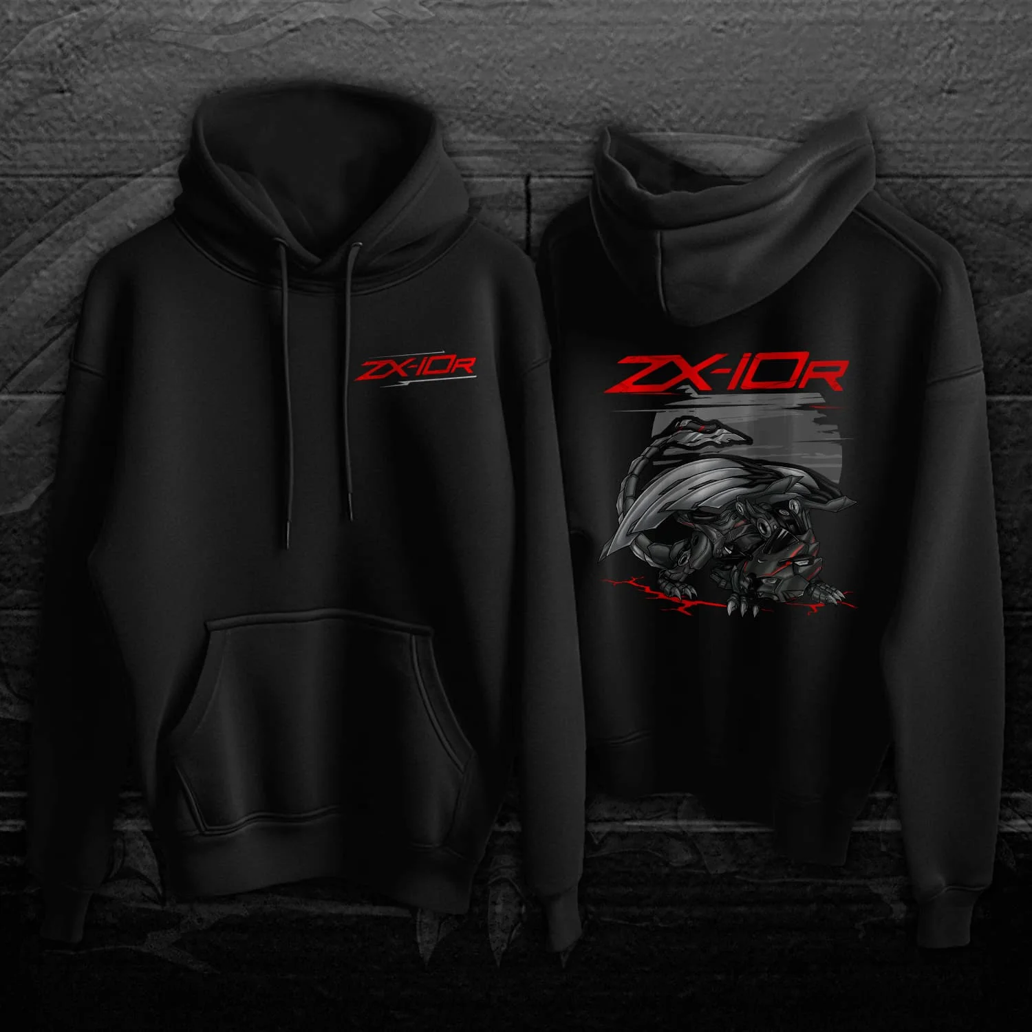 Classic Japanese Motorcycle Ninja ZX-10R Dragon Inspired Pullover Hoodie 100% Cotton Comfortable Casual Mens Clothes Streetwear