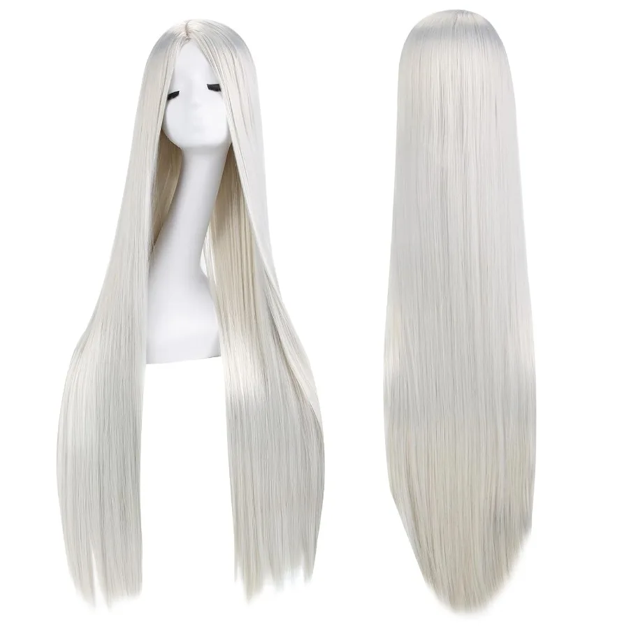 باروكة صناعية طويلة للنساء 40 بوصة 100 سم شعر مستقيم مع الجزء الأوسط مثالية لملابس الحفلات التنكرية الأنيمي للاستخدام اليومي والرسوم