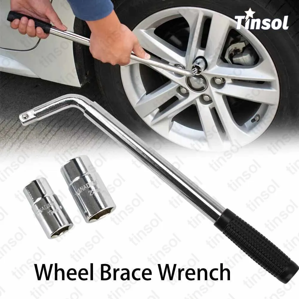 TINSOL Extendable Telescopic Wheel Brace Wrench with Socket Set 17mm 19mm21mm23mm Multi Sized Tyre Nut for Car Truck Repair Tool